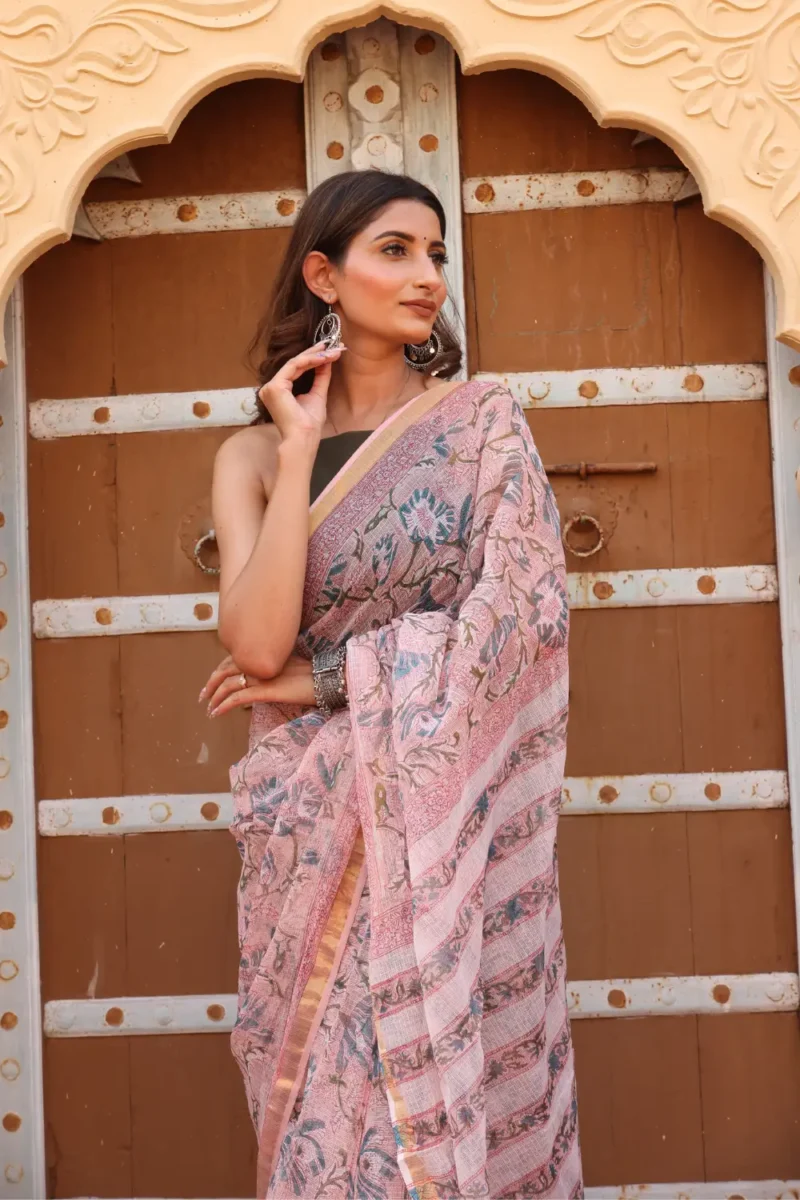 Soft Pink Kota Doria Saree – Lightweight, Elegant & Traditional Grace - Image 9