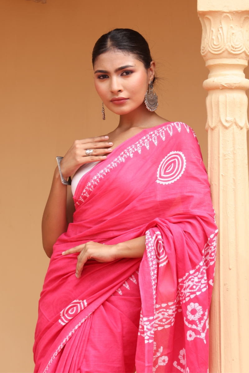Graceful Pink Cotton Saree – Soft, Breathable & Effortlessly Elegant - Image 5