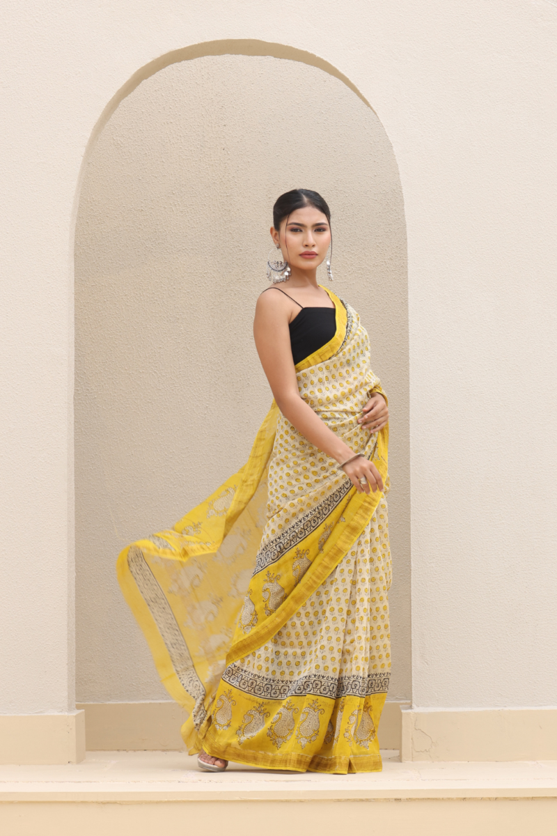 Radiant Yellow Chanderi Silk Saree - Image 4