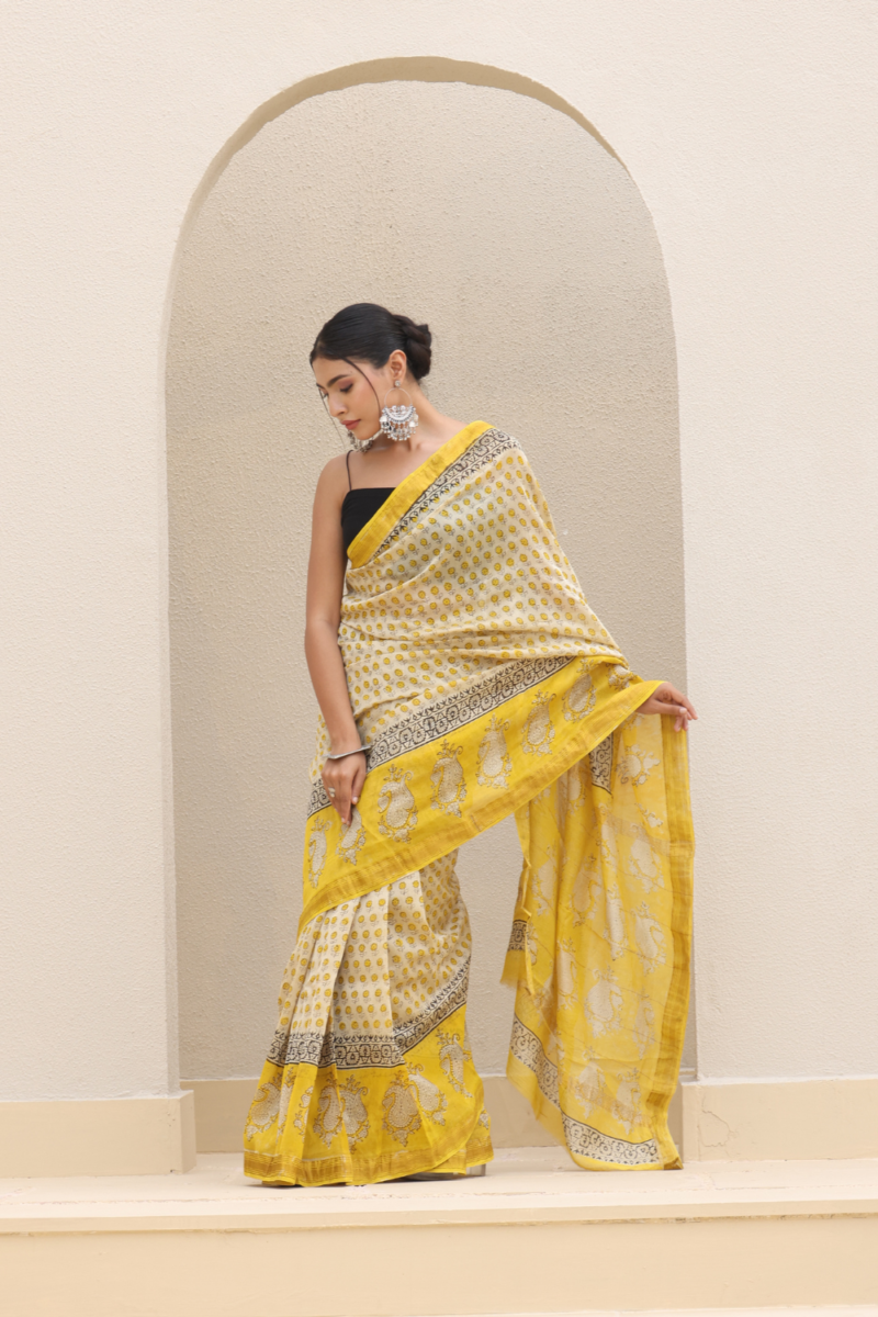 Radiant Yellow Chanderi Silk Saree - Image 3