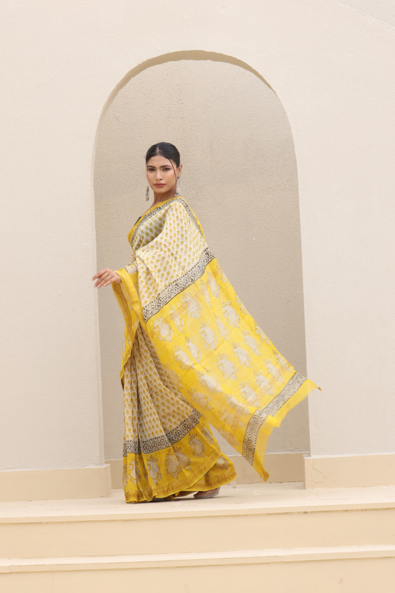 Radiant Yellow Chanderi Silk Saree - Image 2