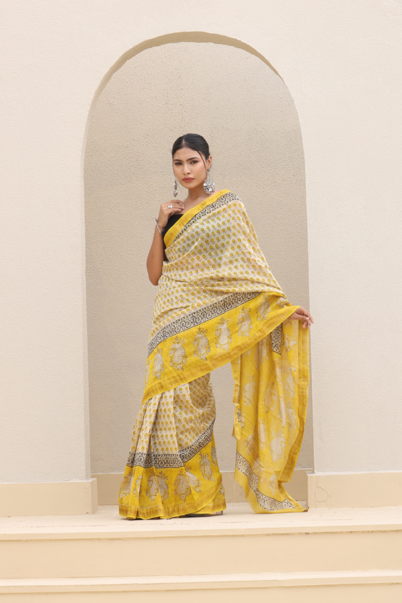 Radiant Yellow Chanderi Silk Saree