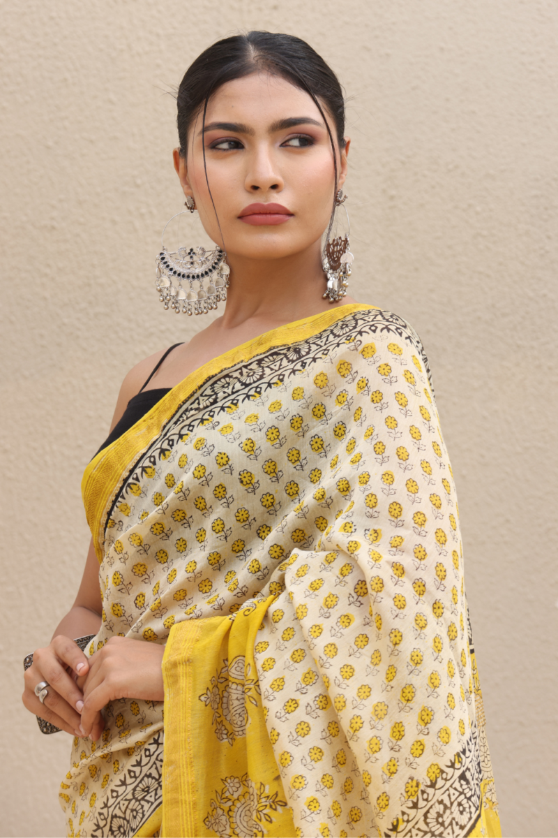 Radiant Yellow Chanderi Silk Saree - Image 10
