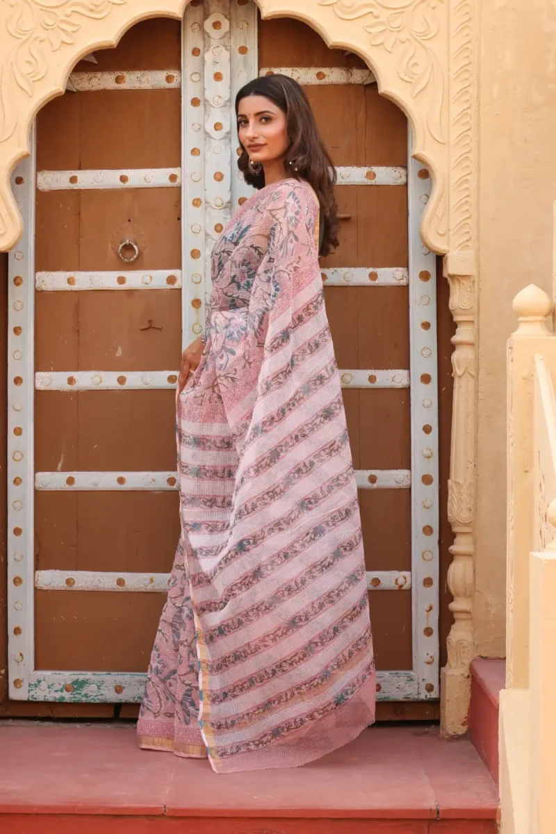 Soft Pink Kota Doria Saree – Lightweight, Elegant & Traditional Grace - Image 3