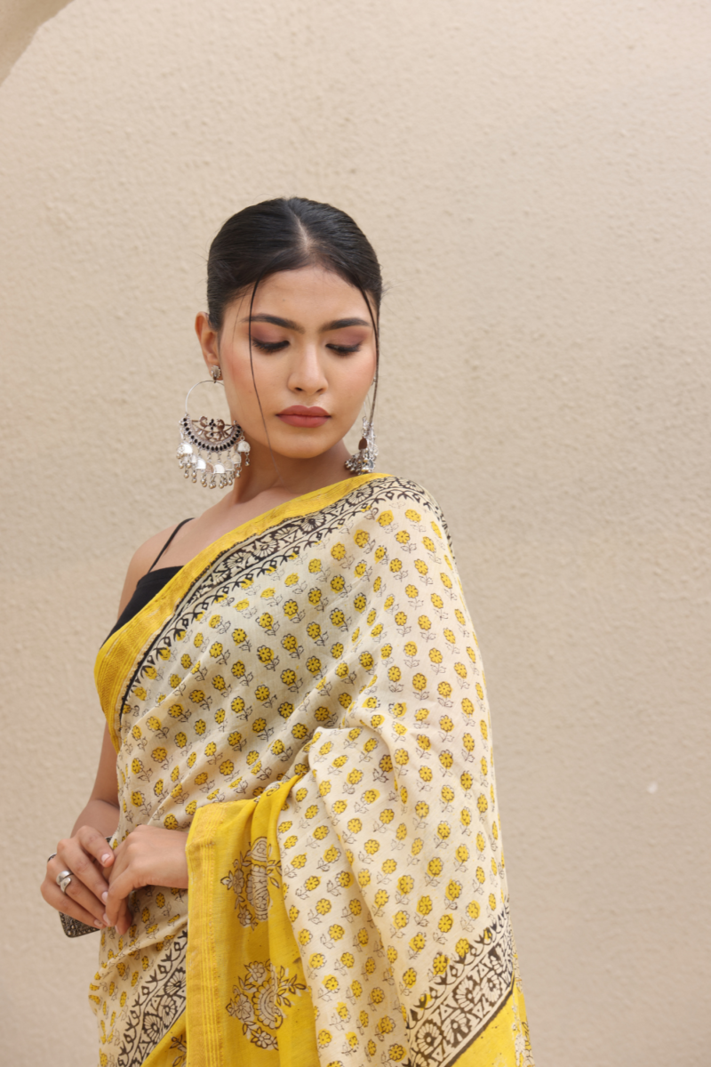 Radiant Yellow Chanderi Silk Saree - Image 7