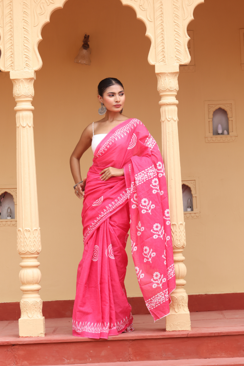 Graceful Pink Cotton Saree – Soft, Breathable & Effortlessly Elegant - Image 6