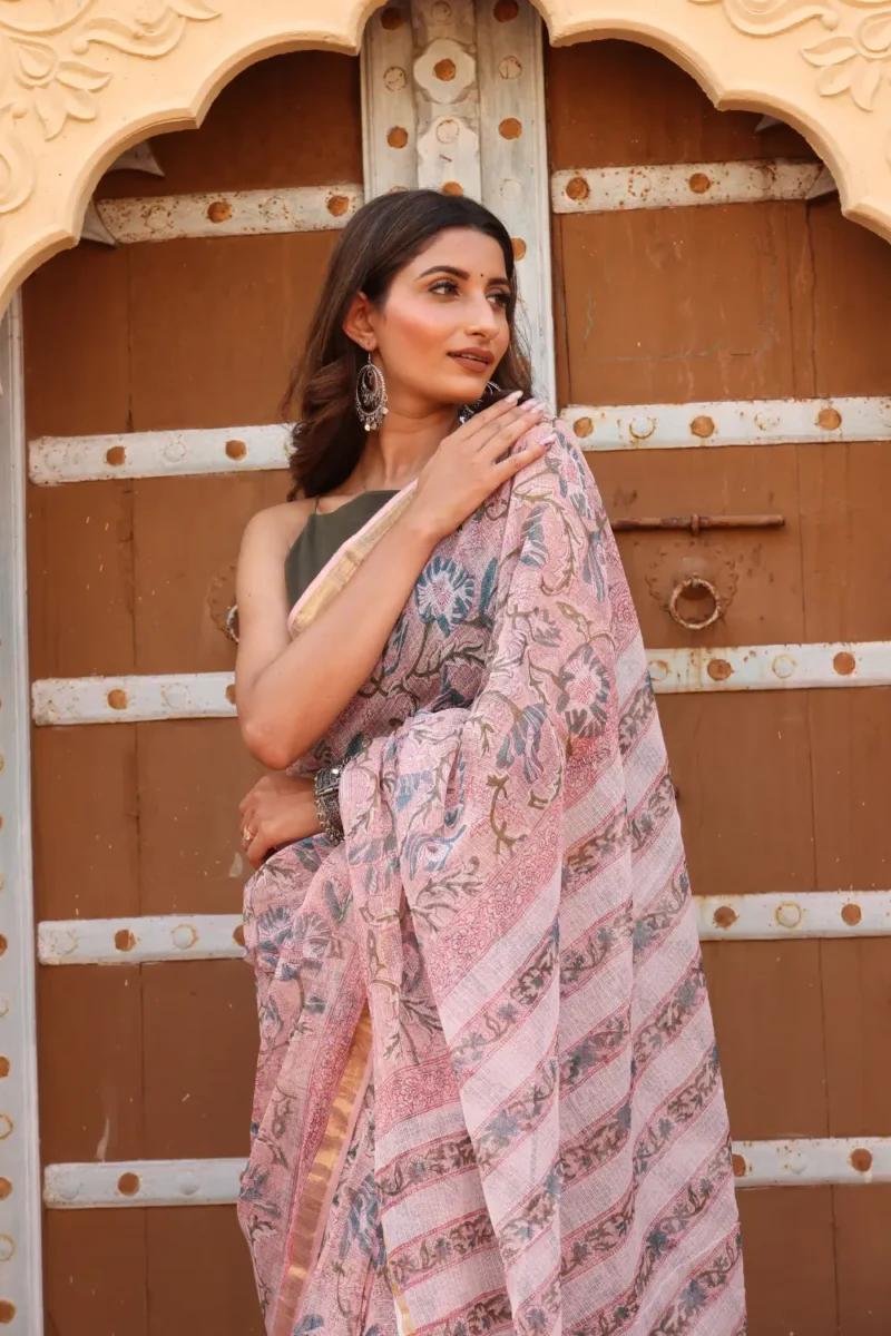 Soft Pink Kota Doria Saree – Lightweight, Elegant & Traditional Grace - Image 5