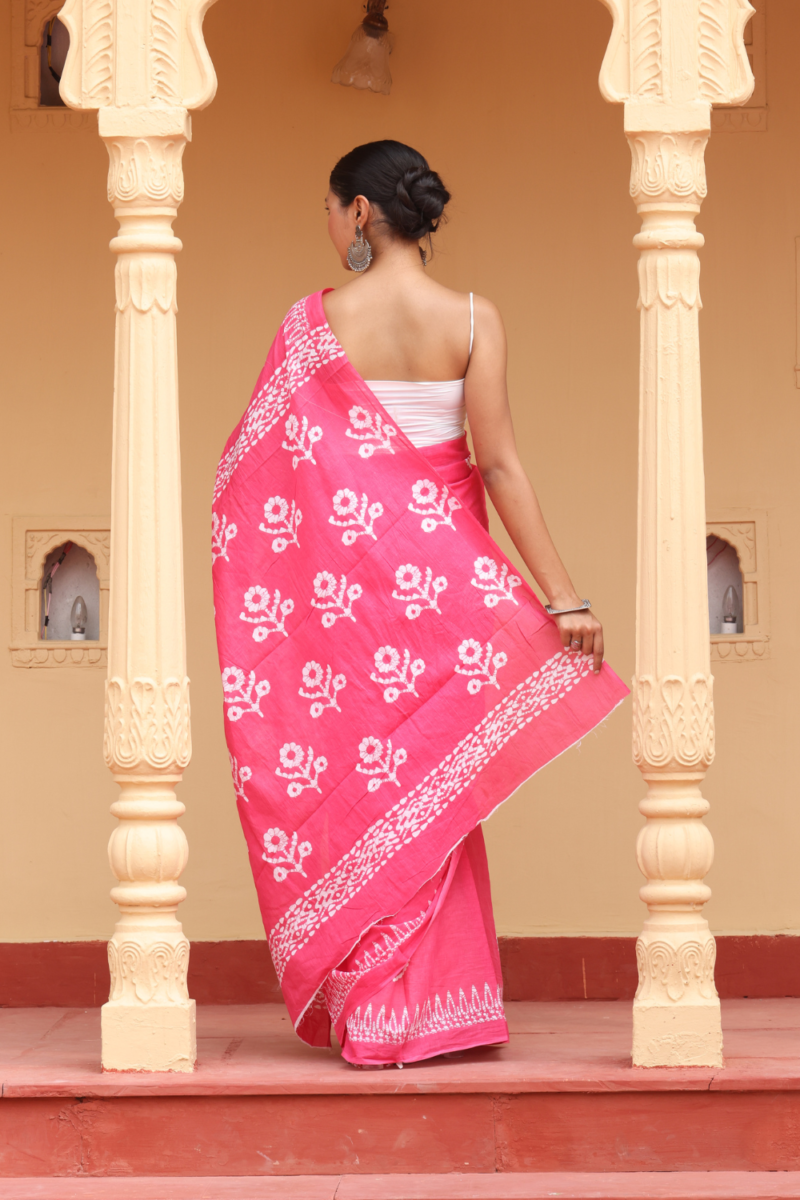 Graceful Pink Cotton Saree – Soft, Breathable & Effortlessly Elegant - Image 7