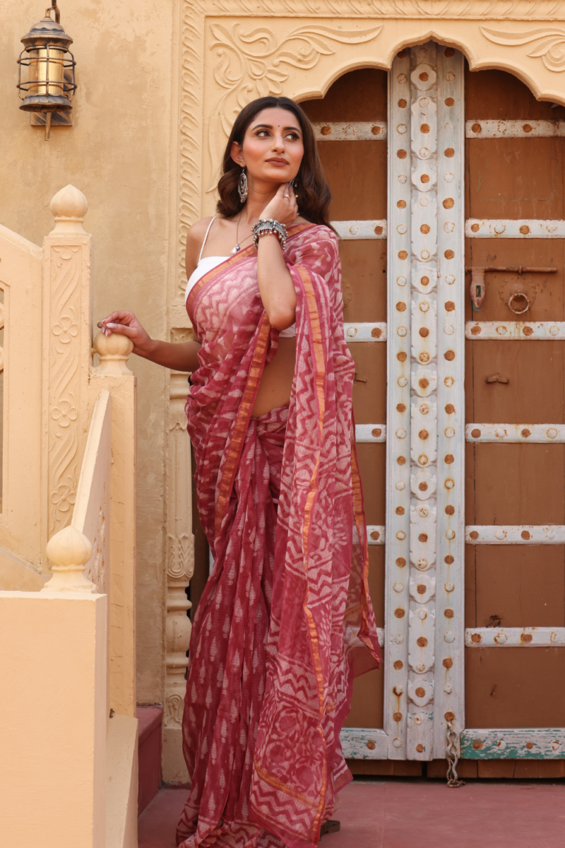 Rich Maroon Kota Doria Saree – Elegant, Lightweight & Timeless Tradition - Image 7