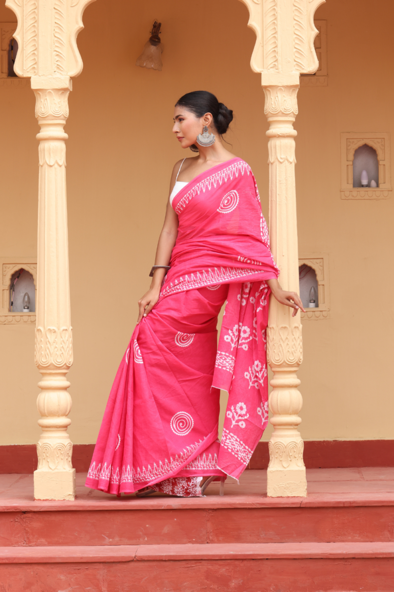 Graceful Pink Cotton Saree – Soft, Breathable & Effortlessly Elegant - Image 8