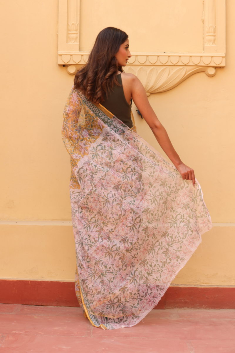 Radiant Golden Yellow Kota Doria Saree – Light, Breezy & Elegantly Traditional - Image 7