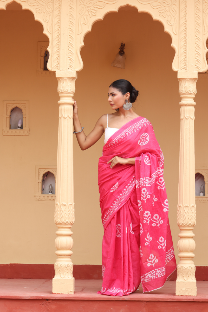 Graceful Pink Cotton Saree – Soft, Breathable & Effortlessly Elegant - Image 9
