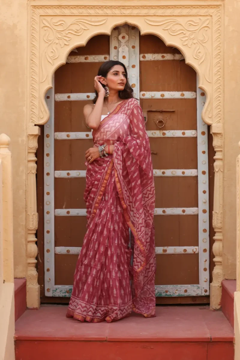 Rich Maroon Kota Doria Saree – Elegant, Lightweight & Timeless Tradition