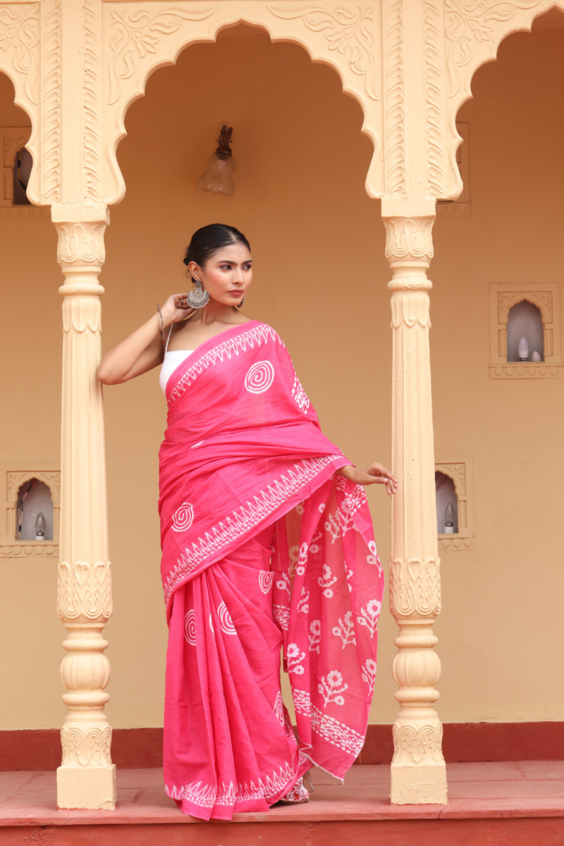 Graceful Pink Cotton Saree – Soft, Breathable & Effortlessly Elegant - Image 10