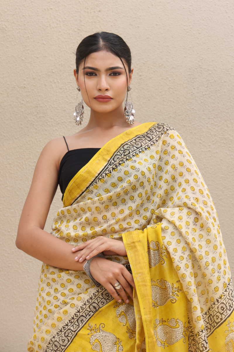 Radiant Yellow Chanderi Silk Saree - Image 6