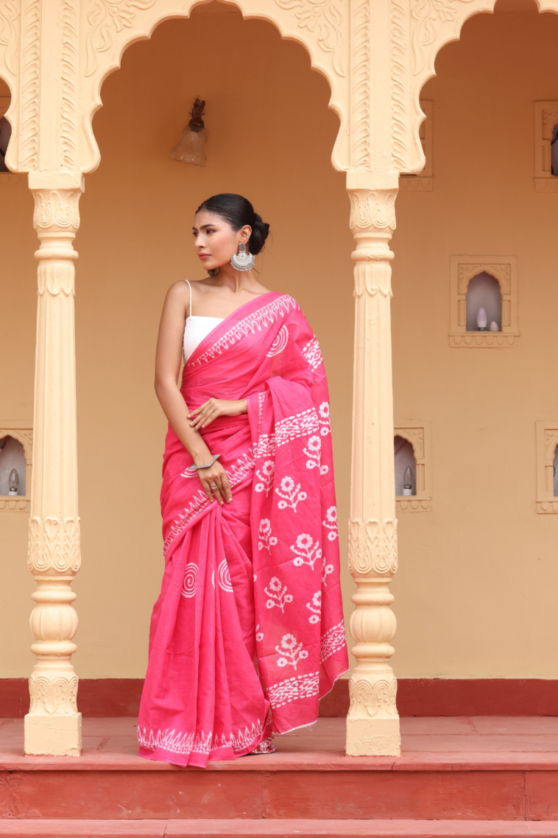Graceful Pink Cotton Saree – Soft, Breathable & Effortlessly Elegant