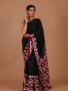 Elegant Black Saree with Maroon Border – Timeless Contrast & Classic Appeal